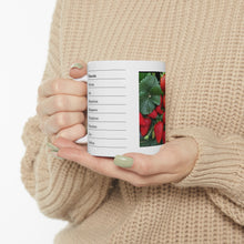 Load image into Gallery viewer, Ceramic Mug 11oz - Health Benefits of Strawberries
