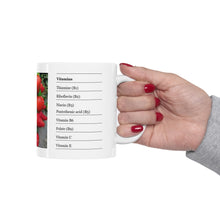 Load image into Gallery viewer, Ceramic Mug 11oz - Health Benefits of Strawberries
