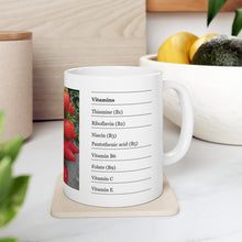 Load image into Gallery viewer, Ceramic Mug 11oz - Health Benefits of Strawberries
