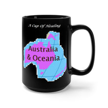 Load image into Gallery viewer, A Cup of Healing for Australia and Oceania, a beautiful black ceramic 15oz mug
