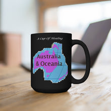 Load image into Gallery viewer, A Cup of Healing for Australia and Oceania, a beautiful black ceramic 15oz mug
