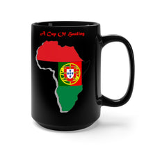 Load image into Gallery viewer, Africa and Portugal Unite, a beautiful black 15 oz ceramic mug
