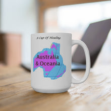 Load image into Gallery viewer, A Cup Of Healing for Australia and Oceania, a beautiful white ceramic 15 oz mug
