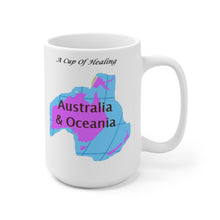 Load image into Gallery viewer, A Cup Of Healing for Australia and Oceania, a beautiful white ceramic 15 oz mug
